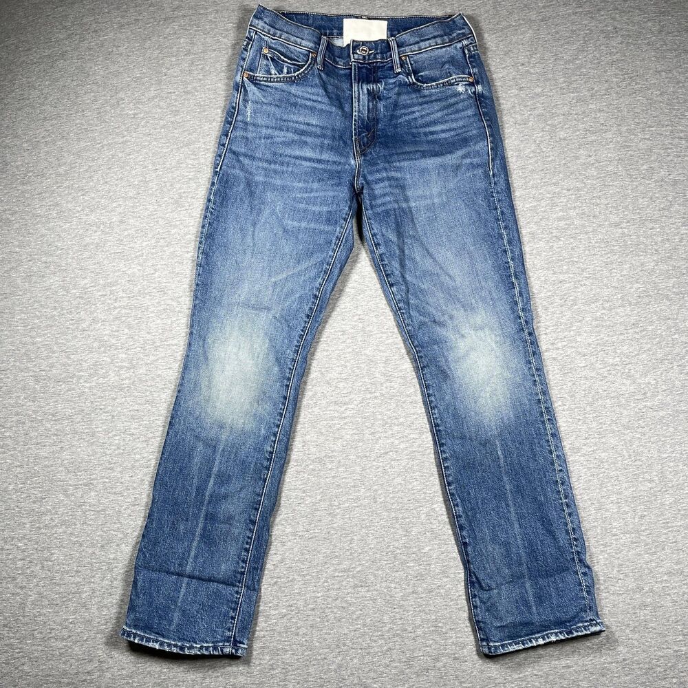 Mother Jeans Womens 28 Blue The Rascal Ankle Slim Mid Rise Distressed Stretch